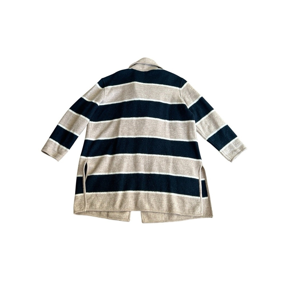 Madewell Ballard Striped Sweater Coat XS Merino Wool Tan Navy Cardigan $198 - Picture 5 of 7